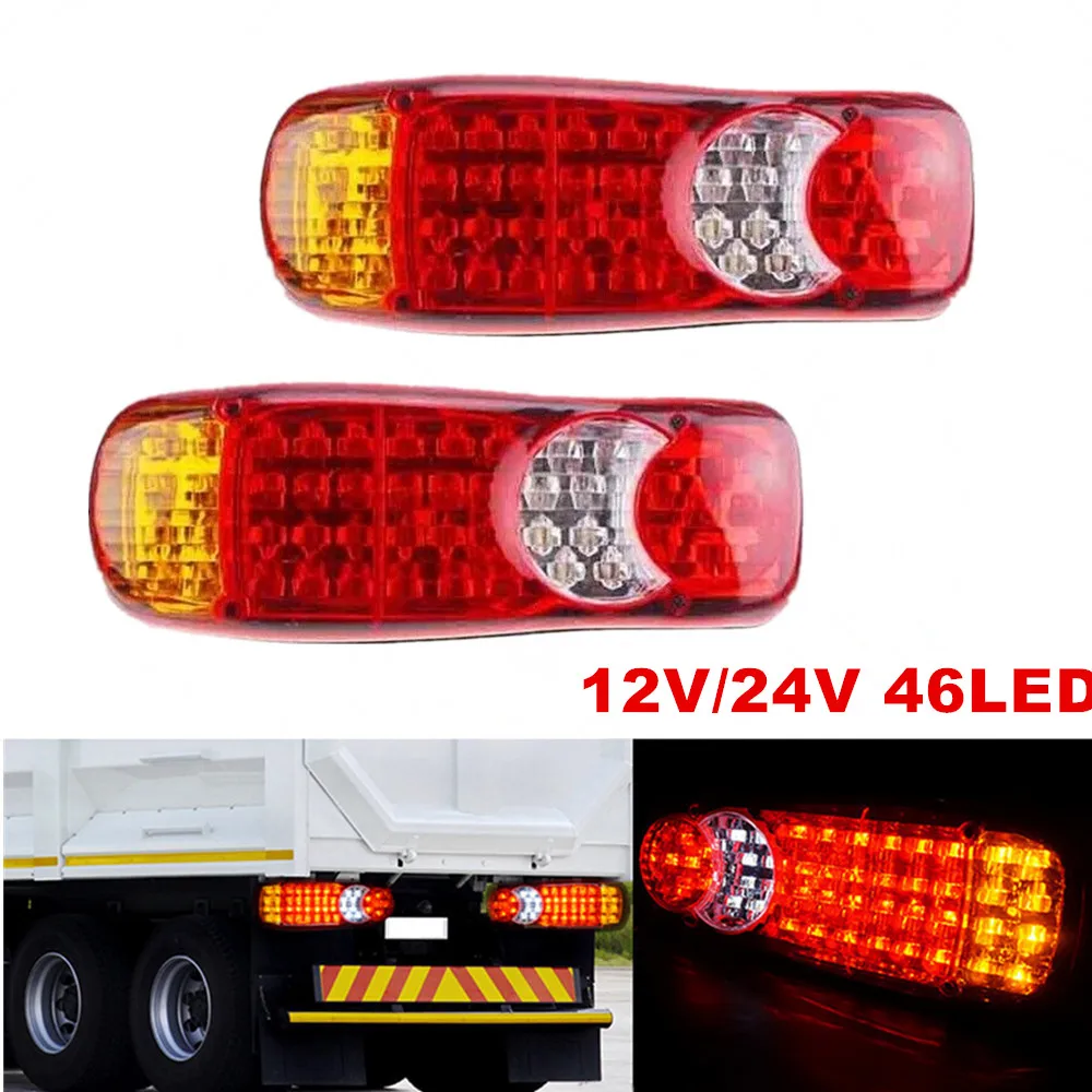 2PCS 12V/24V Truck Tail Lights Caravan Trailer 46LED Light Rear Tail Turn Signal Car Running Lighting Truck Accessories
2PCS 12V/24V Truck Tail Lights Caravan Trailer 46LED Light Rear Tail Turn Signal Car Running Lighting Truck Accessories