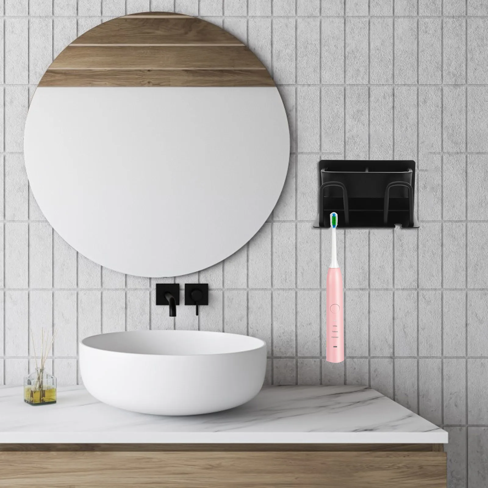 Wall Mount Holder Rack Organizer Bathroom Sink Shower Black Hanging Space Aluminum Rust Resistant Electric Toothbrush Cup
Wall Mount Holder Rack Organizer Bathroom Sink Shower Black Hanging Space Aluminum Rust Resistant Electric Toothbrush Cup