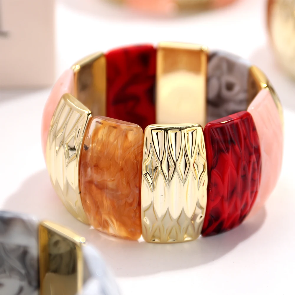 Vintage Acrylic Texture Geometric Wide Elastic Bracelet Bangle for Women Colorful Resin Handmade Bracelet Trendy Jewelry Gift
Vintage Acrylic Texture Geometric Wide Elastic Bracelet Bangle for Women Colorful Resin Handmade Bracelet Trendy Jewelry Gift