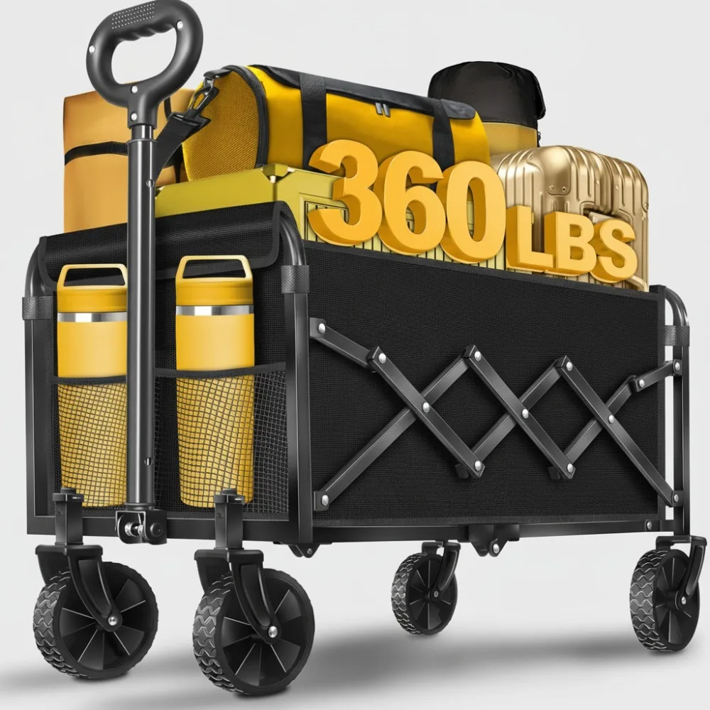 Foldable Wagon Cart 360Lbs Collapsible Portable Utility Cart for Outdoor Camping Shopping Garden Sports Black
Foldable Wagon Cart 360Lbs Collapsible Portable Utility Cart for Outdoor Camping Shopping Garden Sports Black