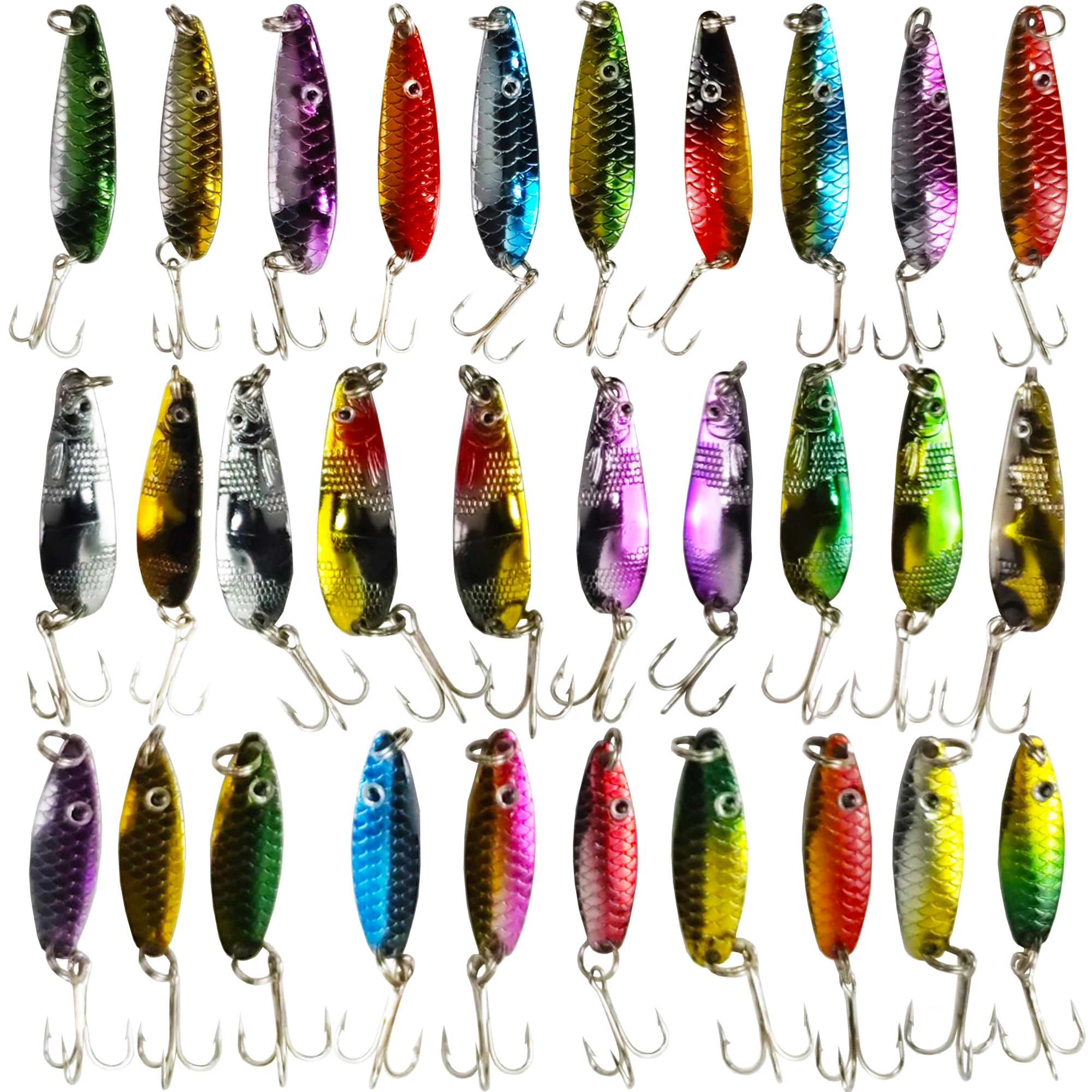Fishing Spoon Lures 30pcs Metal Spinner Sequins Fishing Spinnerbaits Artificial Iron Fish Baits for Bass/Pike/Trout/Salmon Pesca
Fishing Spoon Lures 30pcs Metal Spinner Sequins Fishing Spinnerbaits Artificial Iron Fish Baits for Bass/Pike/Trout/Salmon Pesca