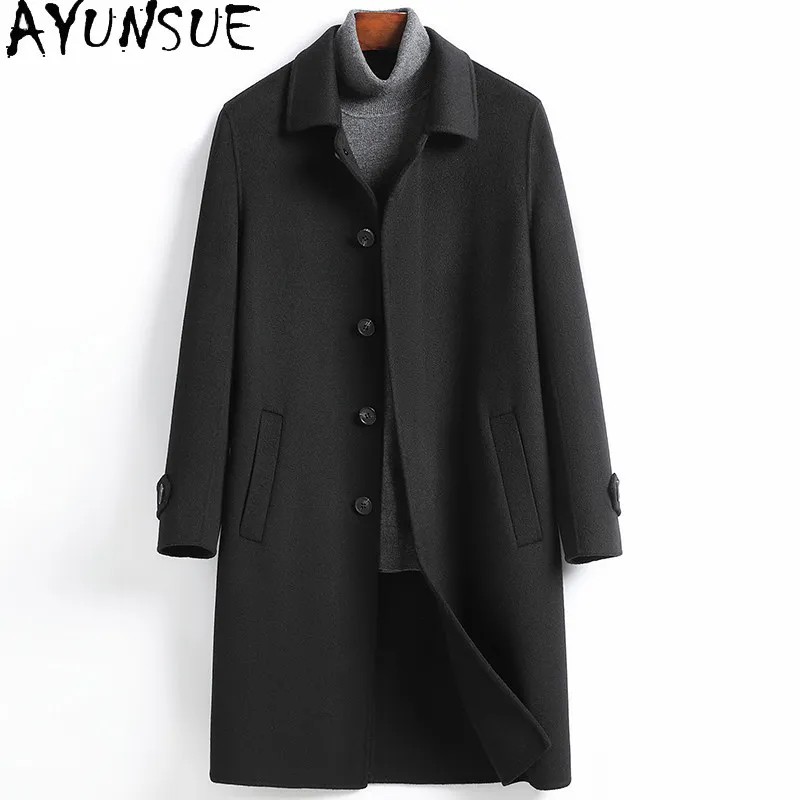 AYUNSUE High Quality Double-sided 100% Wool Coats for Man Autumn Winter Casual Woolen Jacket Mid-length Fashion Trench Coat 2026
AYUNSUE High Quality Double-sided 100% Wool Coats for Man Autumn Winter Casual Woolen Jacket Mid-length Fashion Trench Coat 2026