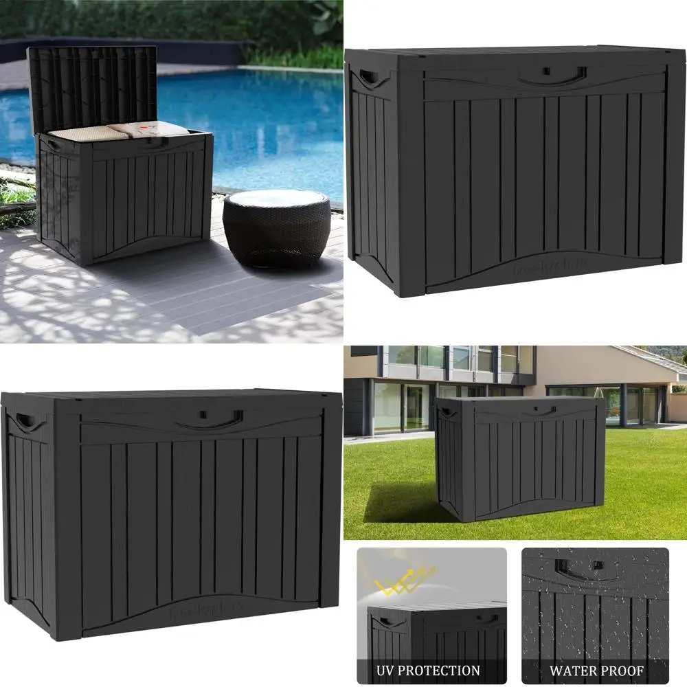 Resin Deck Box, 45 Gallon Waterproof Storage, Lockable with Handle for Patio, Garden, and Pool Tools, UV-Resistant, Black
Resin Deck Box, 45 Gallon Waterproof Storage, Lockable with Handle for Patio, Garden, and Pool Tools, UV-Resistant, Black