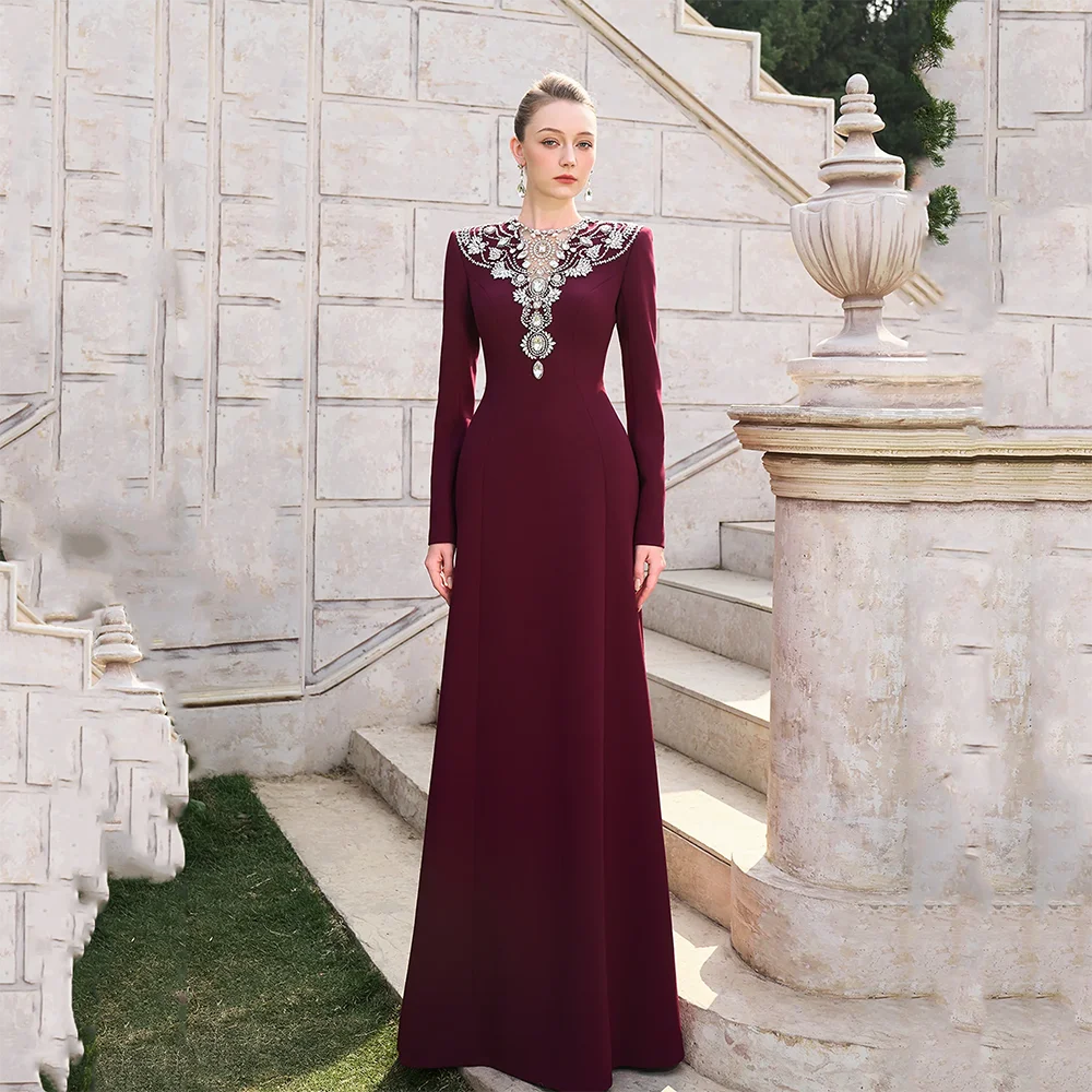 Classic Luxury Evening Dresses Customized Fashion Crystal O-neck Long Sleeves Jersey A-line Floor Lenght Prom Gowns Long Dress
Classic Luxury Evening Dresses Customized Fashion Crystal O-neck Long Sleeves Jersey A-line Floor Lenght Prom Gowns Long Dress