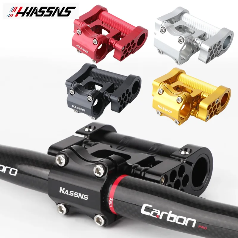HASSNS Direct mount stem 25.4 Bicycle Handlebar double Stem Folding Bike Table Bmx Bridge Short Power Adjustable Stem Riser
HASSNS Direct mount stem 25.4 Bicycle Handlebar double Stem Folding Bike Table Bmx Bridge Short Power Adjustable Stem Riser