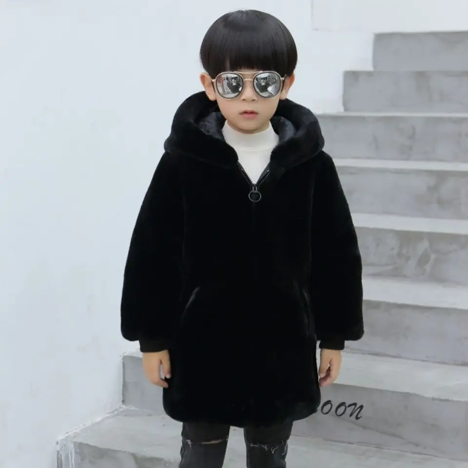 Boys Fur Coat Thick Cotton Children Girls Imitation Mink Plush Coat Windproof Sleeves Hooded Zipper Autumn and Winter Coat
Boys Fur Coat Thick Cotton Children Girls Imitation Mink Plush Coat Windproof Sleeves Hooded Zipper Autumn and Winter Coat