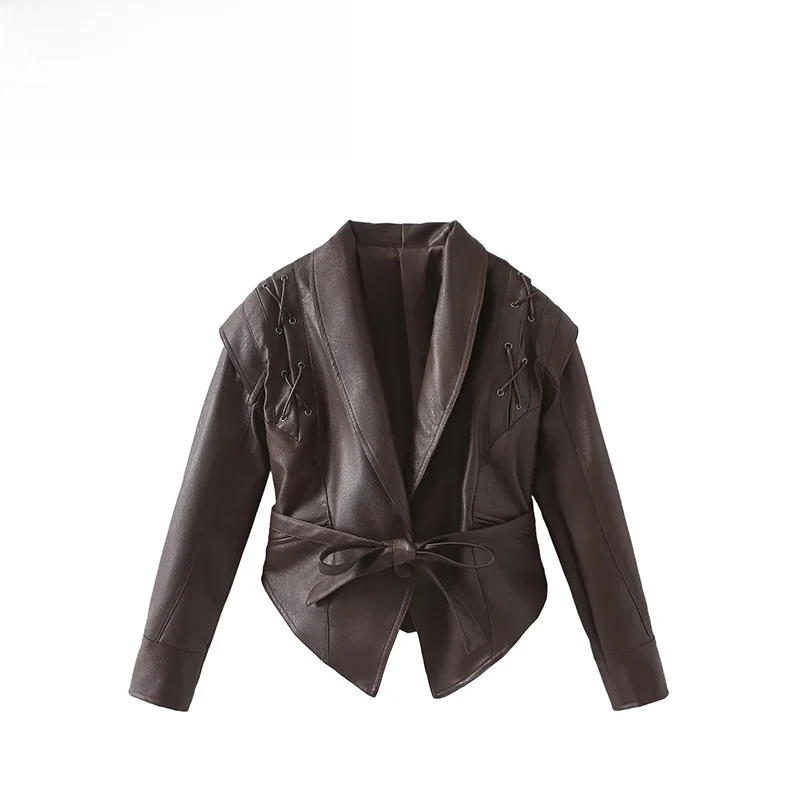 ZBZA Summer New Women's Faion Retro Single Button Design Sensation Belted Leather Jaet Street Sle Long Sve PU Coat
ZBZA Summer New Women's Faion Retro Single Button Design Sensation Belted Leather Jaet Street Sle Long Sve PU Coat