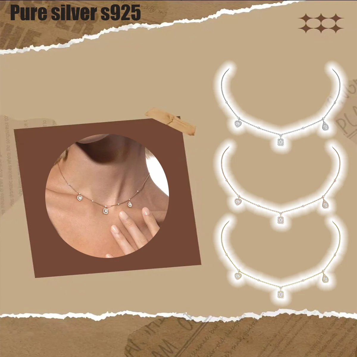 Pure silver s925 necklace Personalized, trendy, high-end, stylish, versatile necklace suitable for parties
Pure silver s925 necklace Personalized, trendy, high-end, stylish, versatile necklace suitable for parties