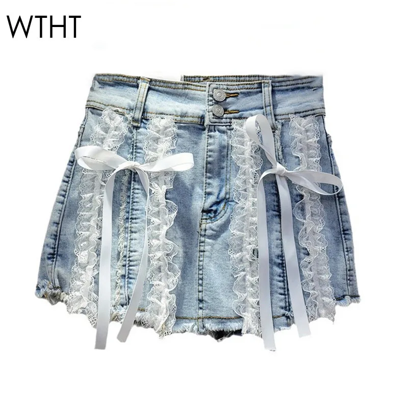 WTHT новые модные женские джинсовые юбки с кружевными повязками и бантами, 2024, зимняя юбка трапециевидной формы с высокой талией, женская 1LS483
WTHT новые модные женские джинсовые юбки с кружевными повязками и бантами, 2024, зимняя юбка трапециевидной формы с высокой талией, женская 1LS483