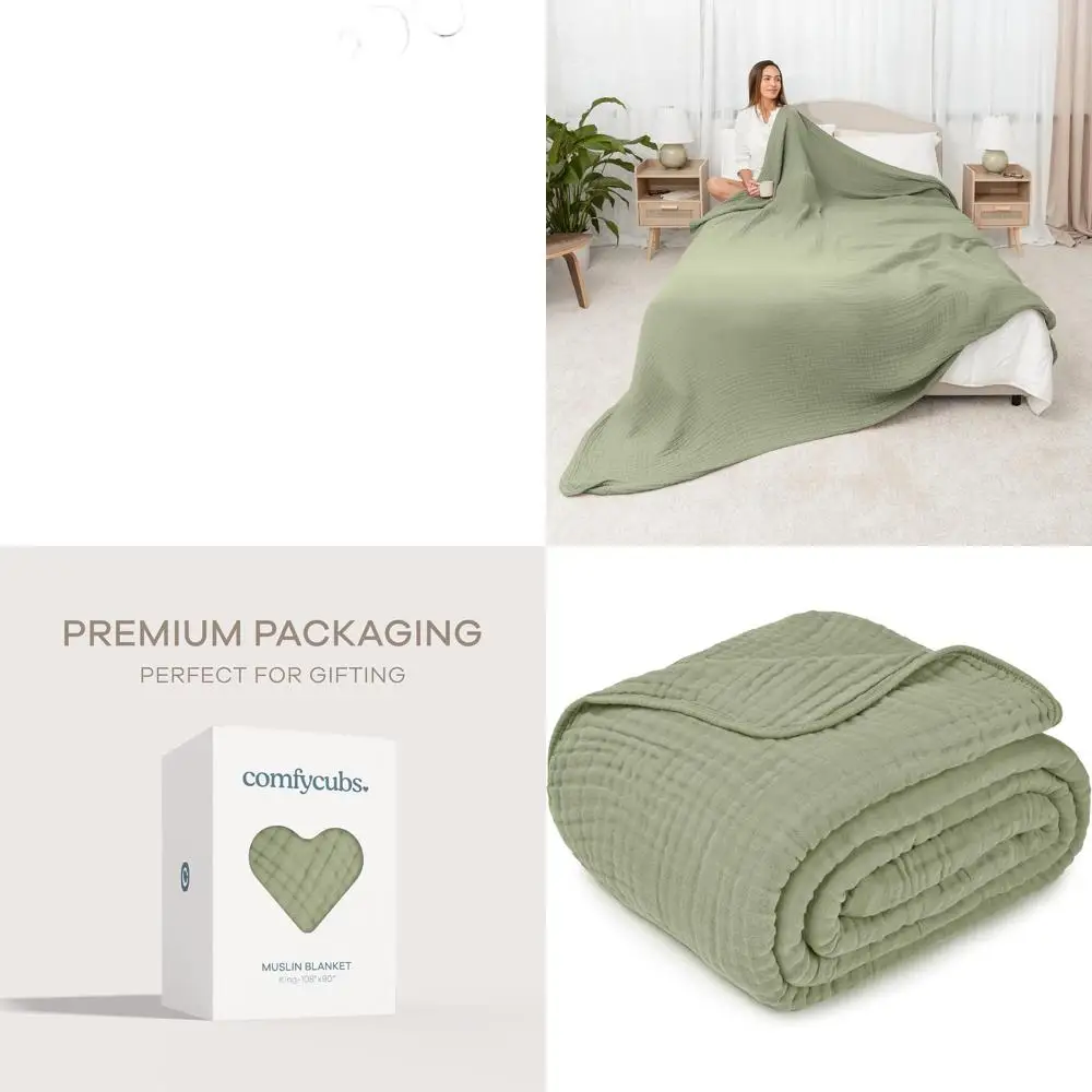 King Size 108x90 6-Layer Muslin Blanket - Soft, Breathable, Lightweight Adult Bedding - US Designed, Machine Washable, Suitable
King Size 108x90 6-Layer Muslin Blanket - Soft, Breathable, Lightweight Adult Bedding - US Designed, Machine Washable, Suitable