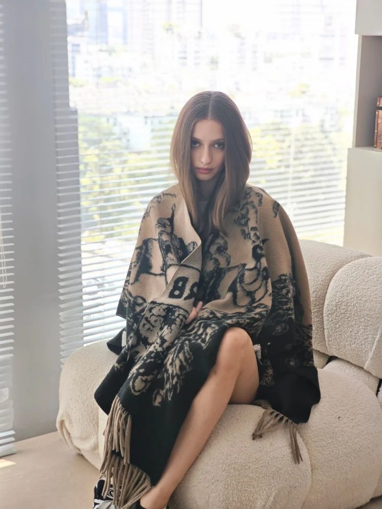 Long Fringe Knit Poncho Scarf Women's Winter Warm Fashion Shawl Cape Coat with Tassels Patterned Knitwear Oversized Wrap Blanket
Long Fringe Knit Poncho Scarf Women's Winter Warm Fashion Shawl Cape Coat with Tassels Patterned Knitwear Oversized Wrap Blanket