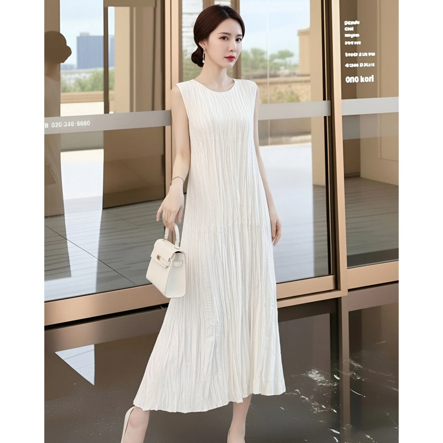 Miyake Pleated Women's Casual Vest Dress 2026 New Japanese Design Solid Color Round Neck Sleeveless Elegant Pleated Midi Skirt
Miyake Pleated Women's Casual Vest Dress 2026 New Japanese Design Solid Color Round Neck Sleeveless Elegant Pleated Midi Skirt