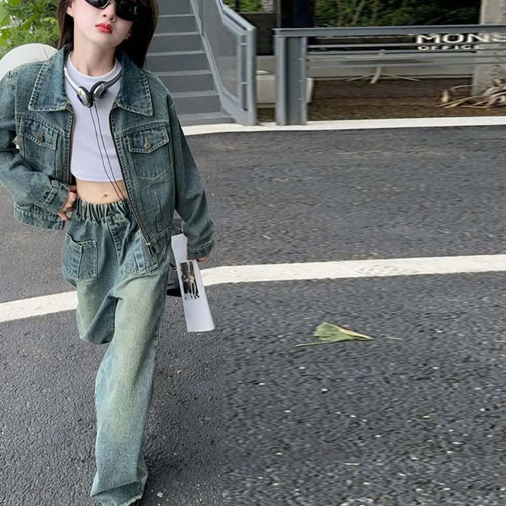 Outfits Y2K Children Cowboy Set Wide Leg Pants Teens Jeans Jacket Suit Retro Loose Girls Clothes Set Party
Outfits Y2K Children Cowboy Set Wide Leg Pants Teens Jeans Jacket Suit Retro Loose Girls Clothes Set Party