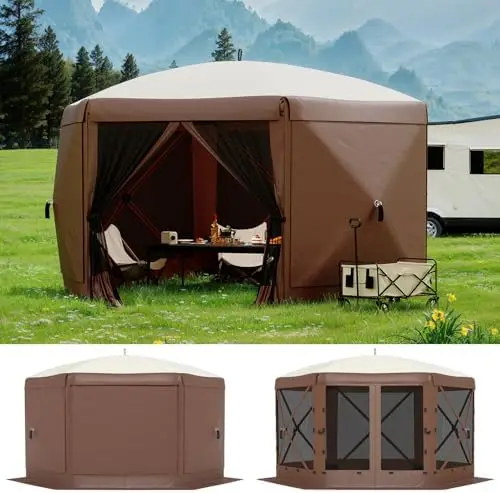 13FT Pop-Up Gazebo 6-Sided, Outdoor Canopy Tent with Mosquito Netting & Removable Wind Cloths for Camping, Backyard
13FT Pop-Up Gazebo 6-Sided, Outdoor Canopy Tent with Mosquito Netting & Removable Wind Cloths for Camping, Backyard