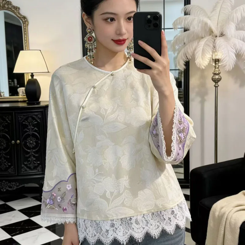 High-end Spring Summer New Patchwork Lace Coat Embroidery Flowers Women Elegant Loose Lady Top S-XXL
High-end Spring Summer New Patchwork Lace Coat Embroidery Flowers Women Elegant Loose Lady Top S-XXL