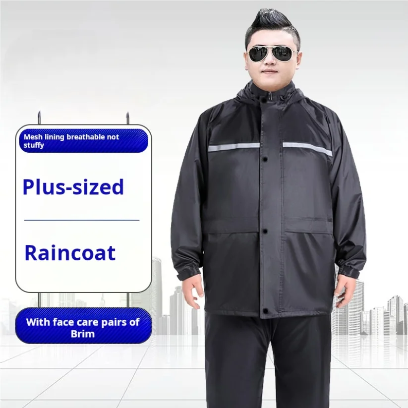 Riding raincoat oversized motorcycle raincoat and rain pants set adult reflective double-layer split-type raincoat for fatpeople
Riding raincoat oversized motorcycle raincoat and rain pants set adult reflective double-layer split-type raincoat for fatpeople