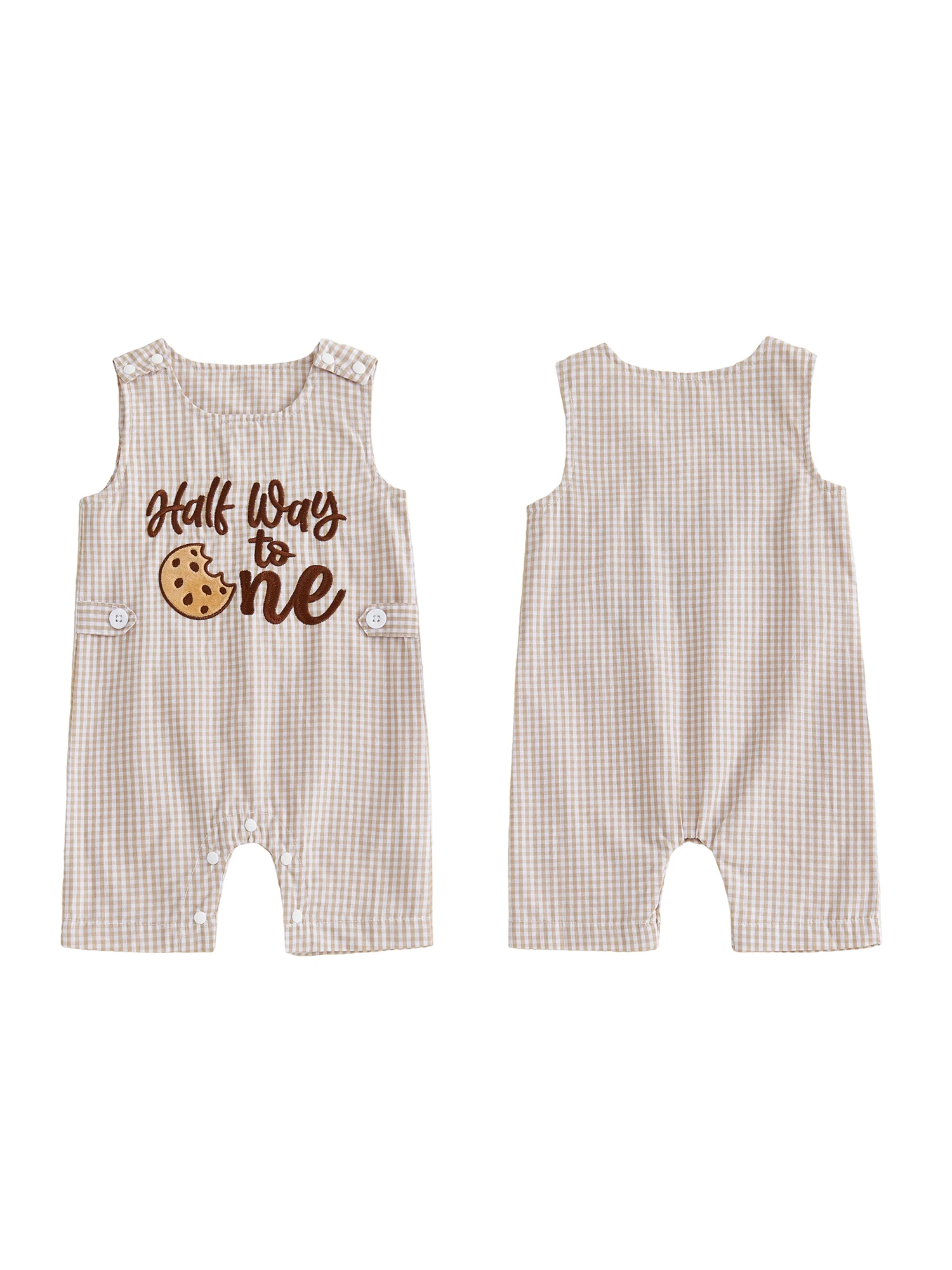 Infant Boy Sleeveless Round Neck Summer Romper with Cute Cookie Letter Embroidery Adorable Newborn Jumpsuit for Playtime
Infant Boy Sleeveless Round Neck Summer Romper with Cute Cookie Letter Embroidery Adorable Newborn Jumpsuit for Playtime