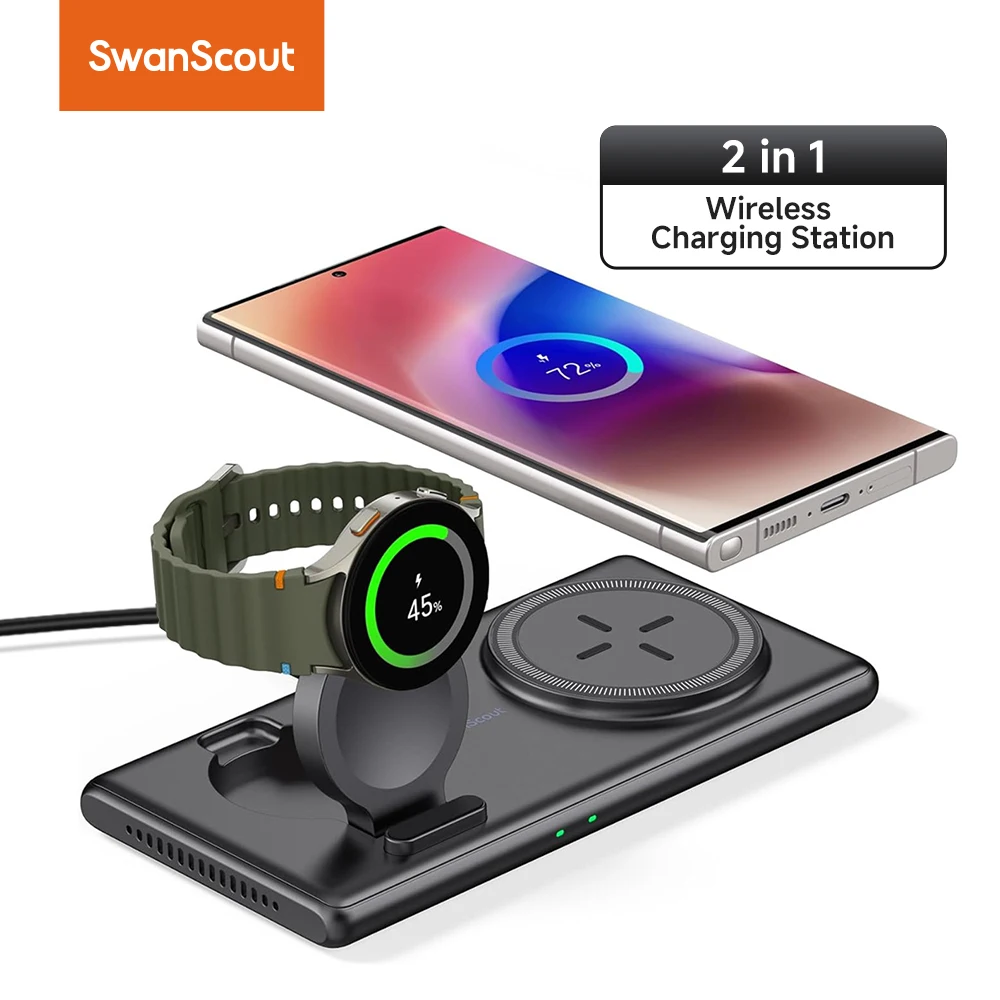 SwanScout 502S Wireless Charger for Samsung Galaxy Watch Ultra 7 Fold 6 Flip 6 S24 2 in 1 Charging Station for Galaxy Buds 3 Pro
SwanScout 502S Wireless Charger for Samsung Galaxy Watch Ultra 7 Fold 6 Flip 6 S24 2 in 1 Charging Station for Galaxy Buds 3 Pro