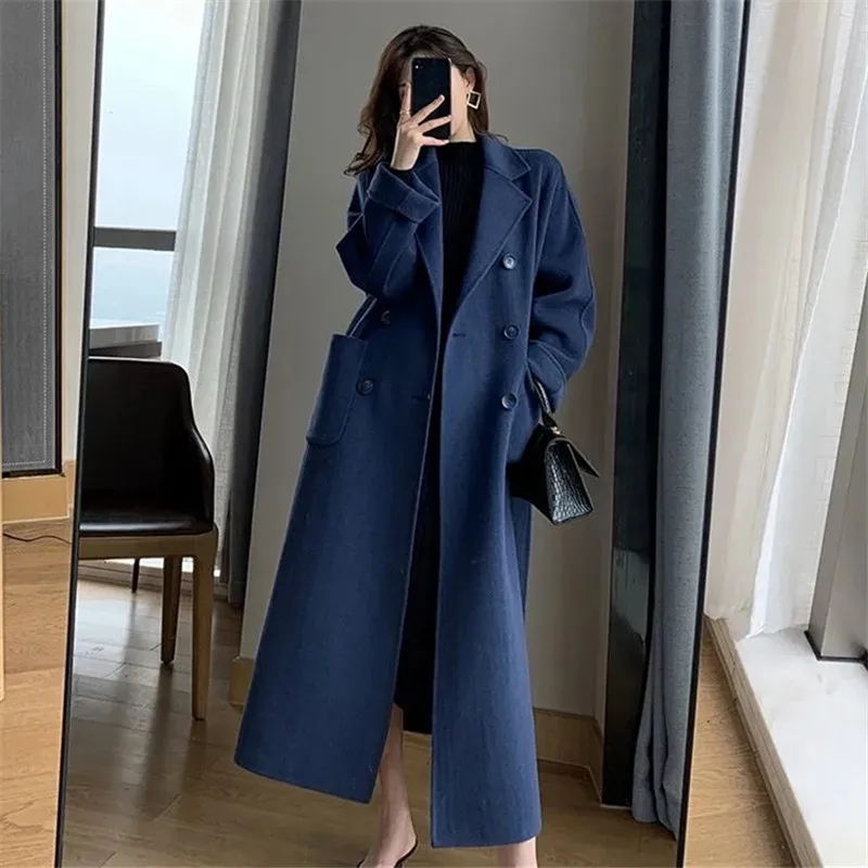 Autumn Winter Woolen Coat For Women Pop Solid Color Lapel Double-breasted Lace-up Long Fashionable Commuter Jacket Female ZM005
Autumn Winter Woolen Coat For Women Pop Solid Color Lapel Double-breasted Lace-up Long Fashionable Commuter Jacket Female ZM005
