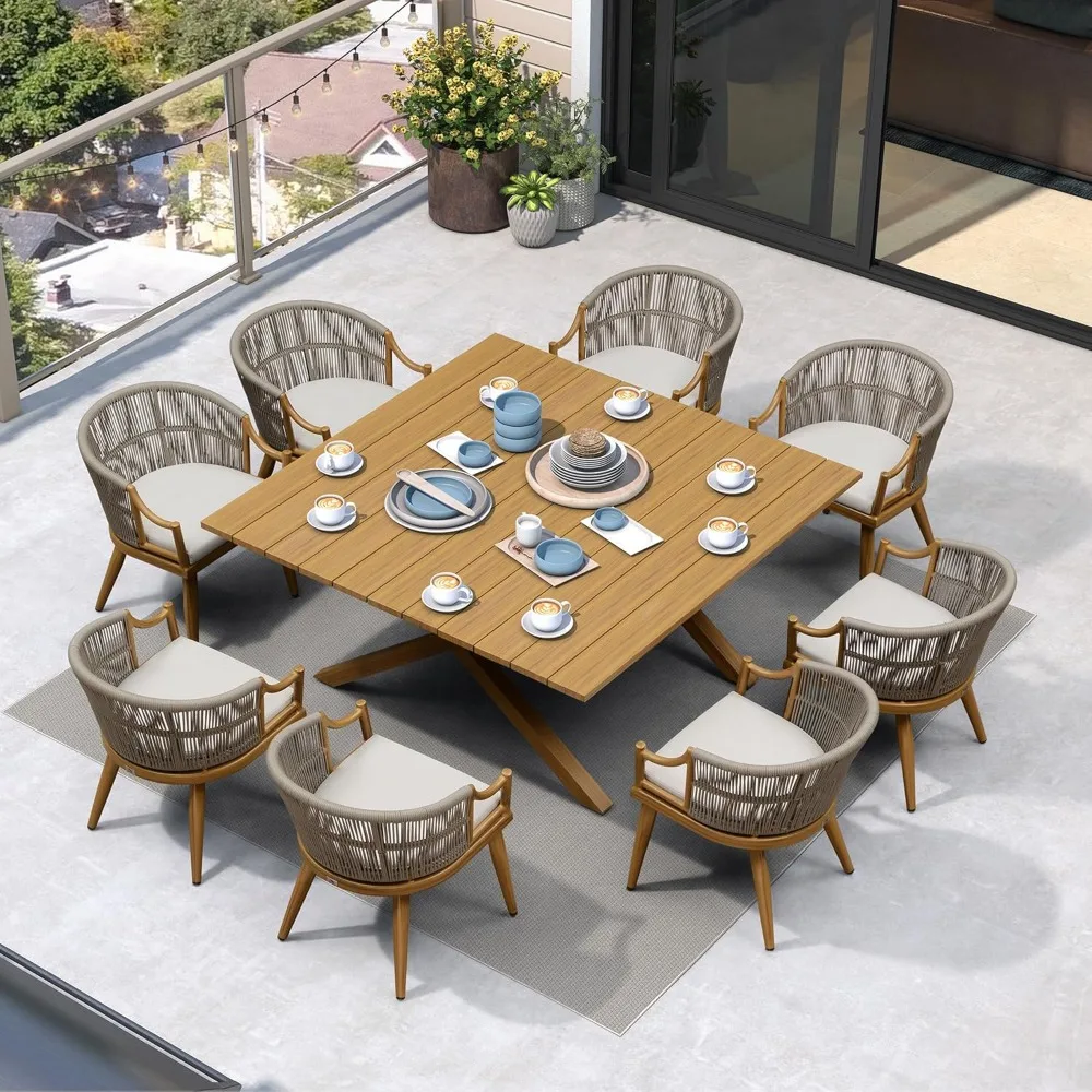 9 Pieces Outdoor Dining Set All Weather Wicker Patio Dining Set with Square Aluminum Table and Modern Armrest Dining Chairs for
9 Pieces Outdoor Dining Set All Weather Wicker Patio Dining Set with Square Aluminum Table and Modern Armrest Dining Chairs for