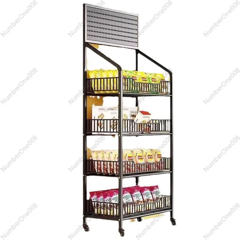 Mobile Display Shelf, Multi-Layer Snack and Beverage Rack for Store