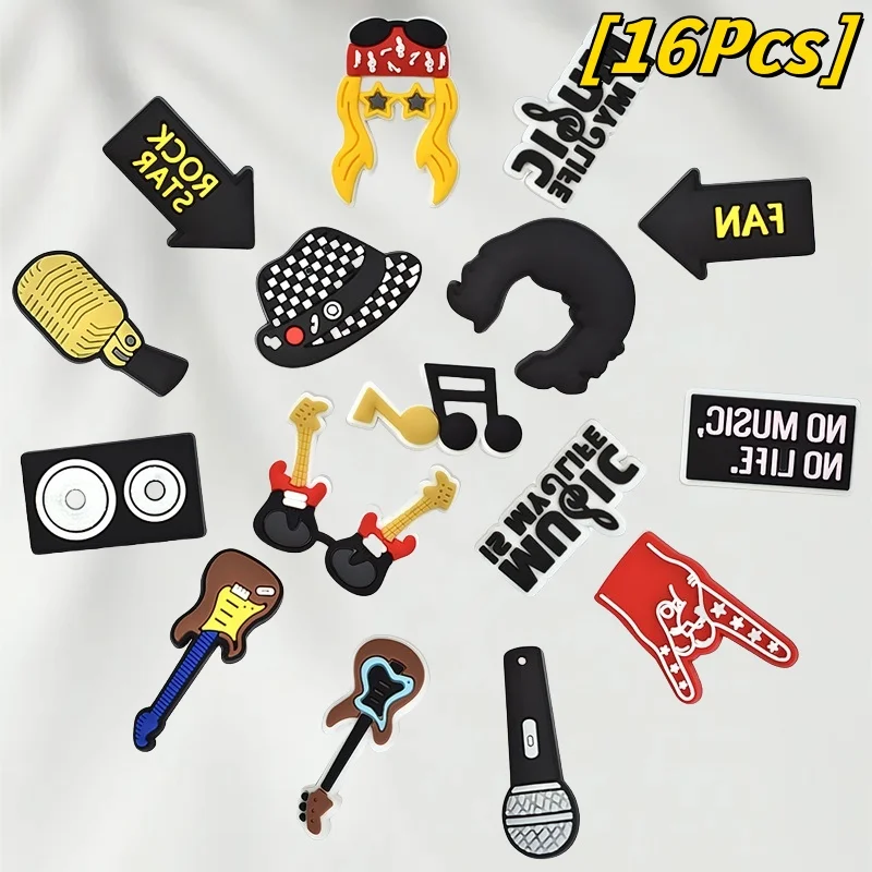 16 Pieces of Pop Singer Rock Music Series Cartoon PVC Shoe Decorations, Musical Instruments, Microphone Accessories, Shoe Access
16 Pieces of Pop Singer Rock Music Series Cartoon PVC Shoe Decorations, Musical Instruments, Microphone Accessories, Shoe Access