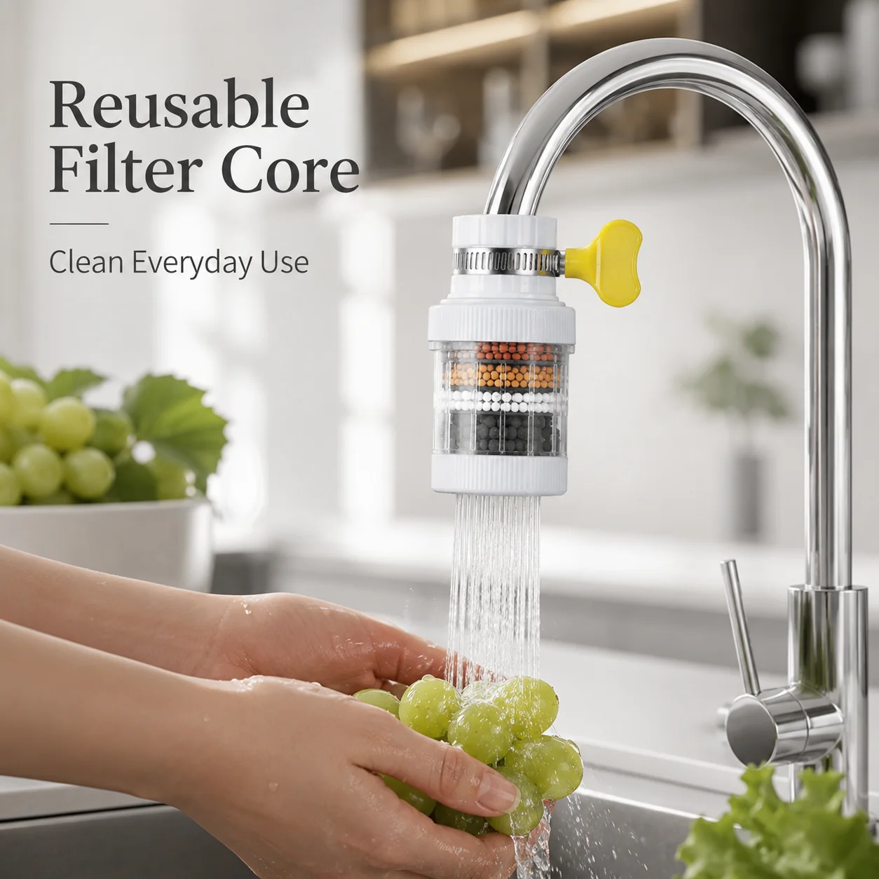 Universal Faucet Filter Anti Splash Kitchen Tap Water Filter 8cm Reusable Mineral Beads Faucet Extender Easy Install White
Universal Faucet Filter Anti Splash Kitchen Tap Water Filter 8cm Reusable Mineral Beads Faucet Extender Easy Install White