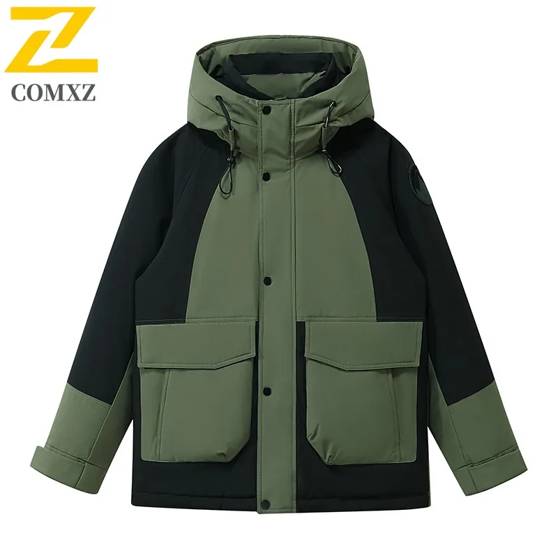 COMXZ 2025, зимняя мужская парка, длинная повседневная простая куртка-пуховик, толстая теплая хлопковая стеганая куртка, модное зимнее стеганое пальто с капюшоном
COMXZ 2025, зимняя мужская парка, длинная повседневная простая куртка-пуховик, толстая теплая хлопковая стеганая куртка, модное зимнее стеганое пальто с капюшоном