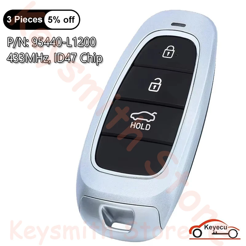 KEYECU 3 кнопки 433 МГц ID47 чип для Hyundai Sonata 2020 2021 2022 автоматический умный пульт дистанционного управления P/N: 95440-L1200
KEYECU 3 кнопки 433 МГц ID47 чип для Hyundai Sonata 2020 2021 2022 автоматический умный пульт дистанционного управления P/N: 95440-L1200