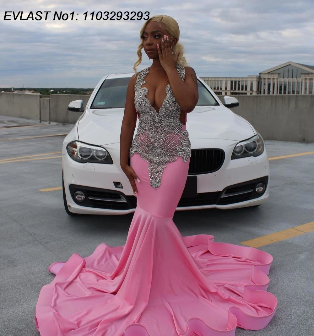 EVLAST Customized Luxury Pink Rhinestone Prom Dress Blackgirls Crystal Beaded African Memaid Evening Party Gala Gown TPD315
EVLAST Customized Luxury Pink Rhinestone Prom Dress Blackgirls Crystal Beaded African Memaid Evening Party Gala Gown TPD315
