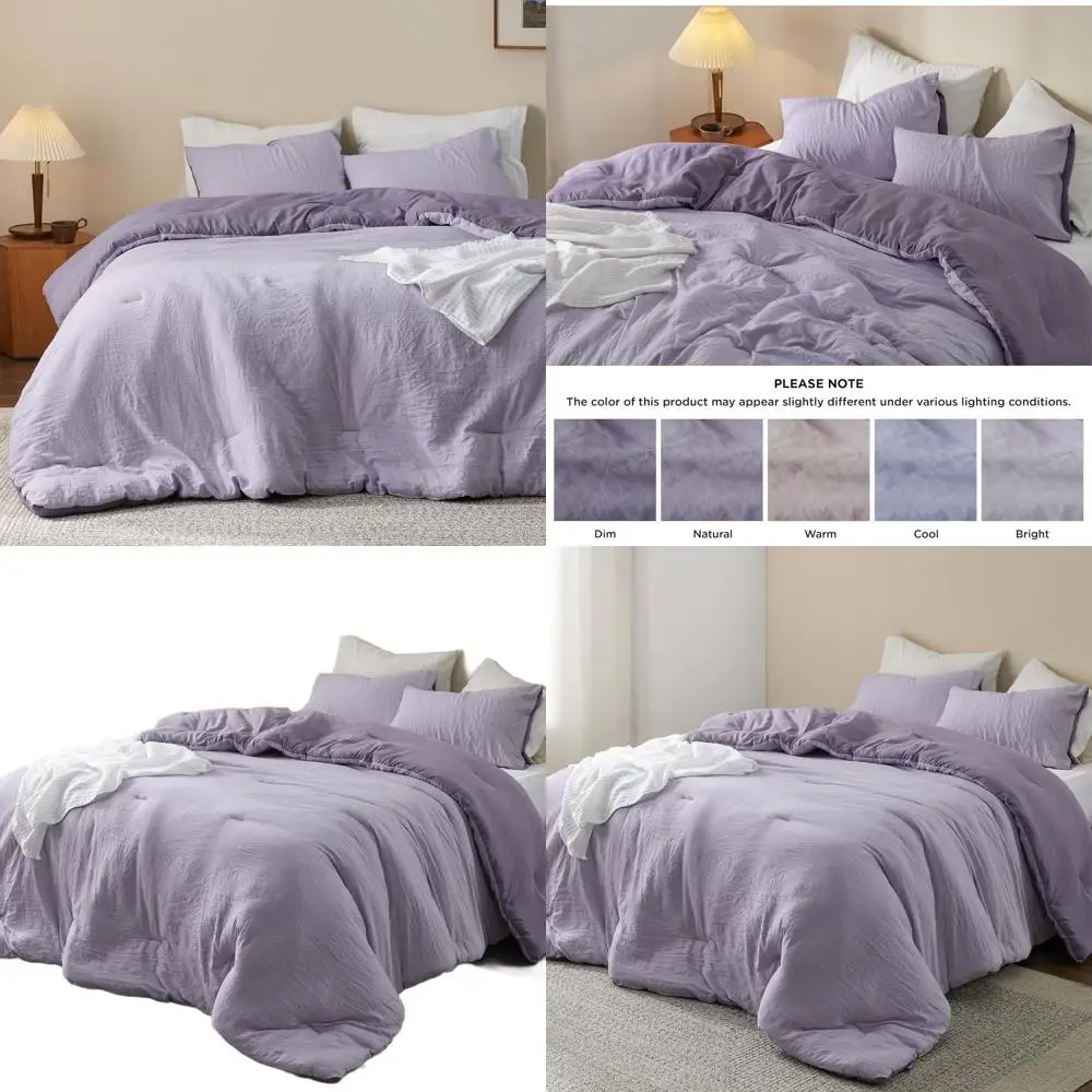 Фиолетовый двусторонний комплект одеял King Size: предварительно стираное постельное белье из трех предметов, альтернативное пуховое одеяло и наволочки.
Фиолетовый двусторонний комплект одеял King Size: предварительно стираное постельное белье из трех предметов, альтернативное пуховое одеяло и наволочки.