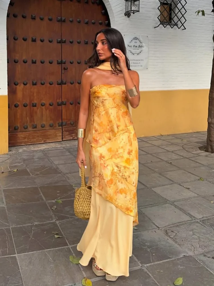 Sleeveless Asymmetric Layered 2026 Summer Elegant Women Vacation Party Vestido Floral Print Strapless Tiered Chiffon Maxi Dress
Sleeveless Asymmetric Layered 2026 Summer Elegant Women Vacation Party Vestido Floral Print Strapless Tiered Chiffon Maxi Dress