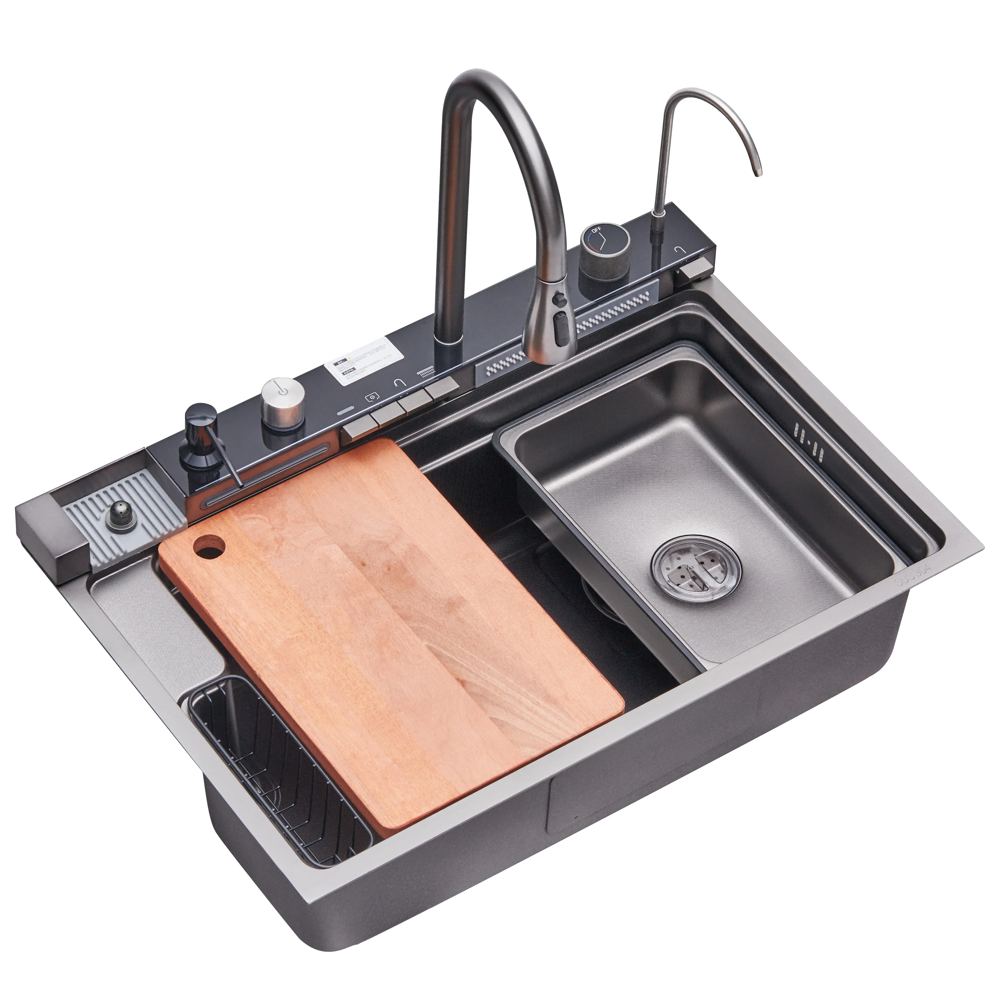 Digital Smart Waterfall Faucet 304 Stainless Steel Multi Function Large Single Bowl Wash Basin Modern Kitchen Sink
Digital Smart Waterfall Faucet 304 Stainless Steel Multi Function Large Single Bowl Wash Basin Modern Kitchen Sink