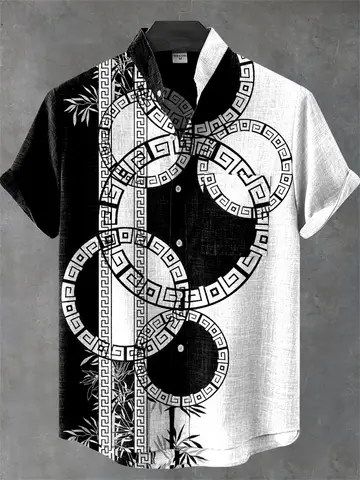 Nueva camisa Tribal étnica Vintage para hombre, Top de malla de manga corta, moda informal para vacaciones, camisa hawaiana para hombre