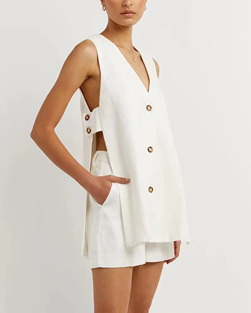 2025 Summer New Pure Cotton Sleeveless Shorts Pajamas Two-piece Set Fashionable And Comfortable For Women's Home Clothes Outside
2025 Summer New Pure Cotton Sleeveless Shorts Pajamas Two-piece Set Fashionable And Comfortable For Women's Home Clothes Outside