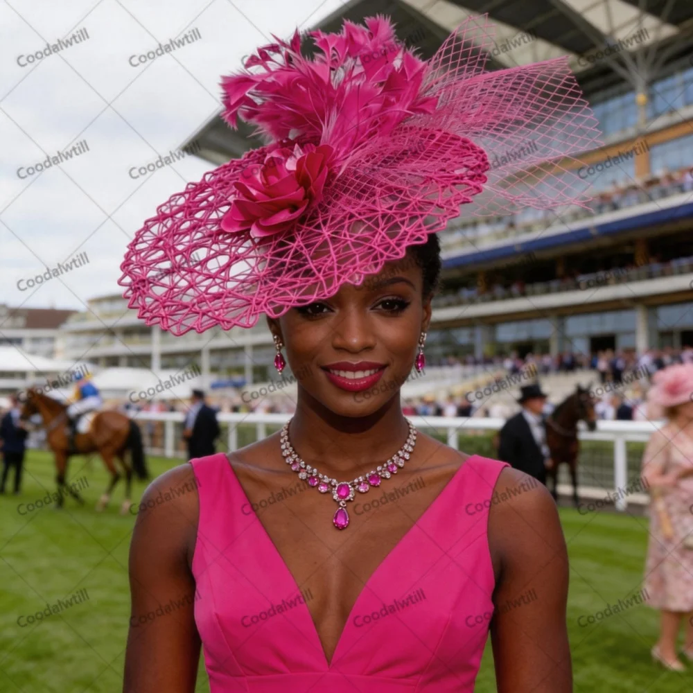 Hot Pink Wedding Fascinator Hat Ladies Cocktail Race Derby Headwear Ladies Women Mesh Feather Hair Accessories With Headbnad
Hot Pink Wedding Fascinator Hat Ladies Cocktail Race Derby Headwear Ladies Women Mesh Feather Hair Accessories With Headbnad