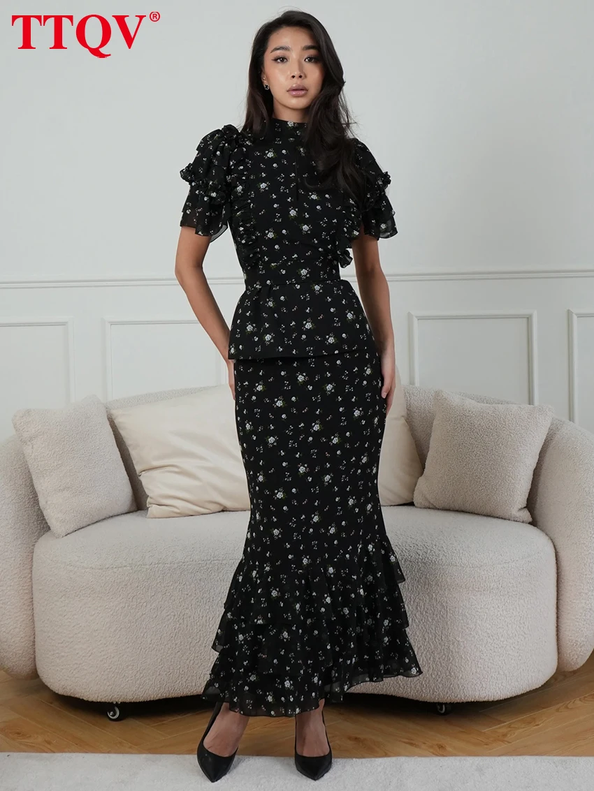 TTQV Fashion Slim Print Women's Dress Summer Stand Collar Short Sleeve Ankle Length Dresses Elegant Classic Pleated Female Dress
TTQV Fashion Slim Print Women's Dress Summer Stand Collar Short Sleeve Ankle Length Dresses Elegant Classic Pleated Female Dress