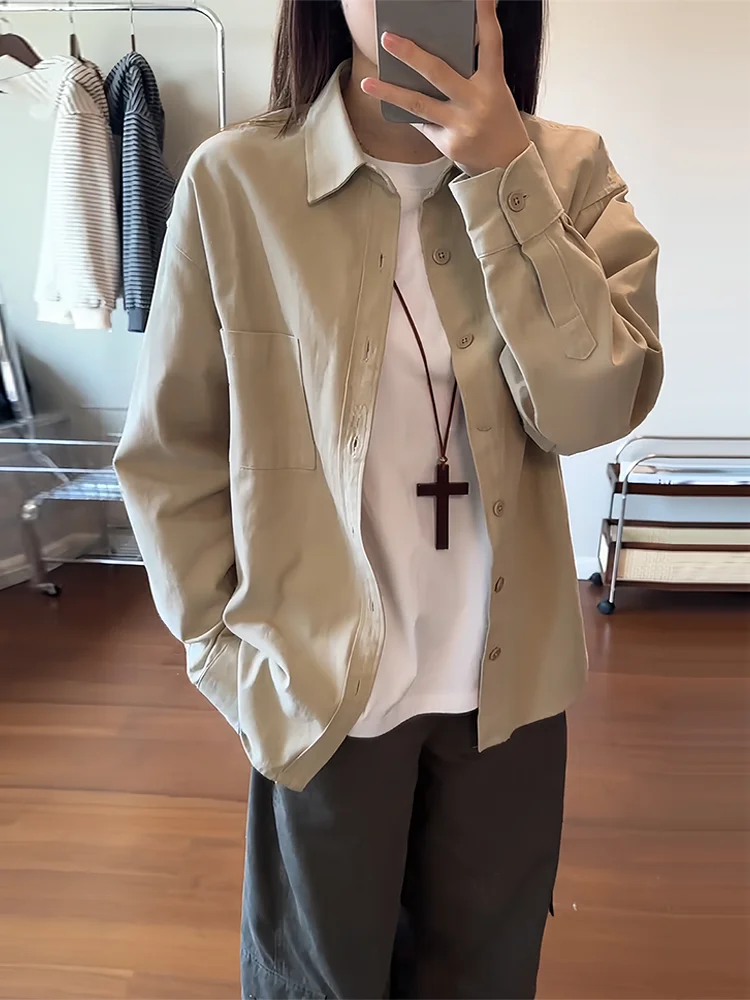 Хаки из чистого хлопка, длинный све irt для мужчин и женщин, осенняя одежда Cleanfit, американская спецодежда, открытый кардиган для пар, джет обычного кроя
Хаки из чистого хлопка, длинный све irt для мужчин и женщин, осенняя одежда Cleanfit, американская спецодежда, открытый кардиган для пар, джет обычного кроя