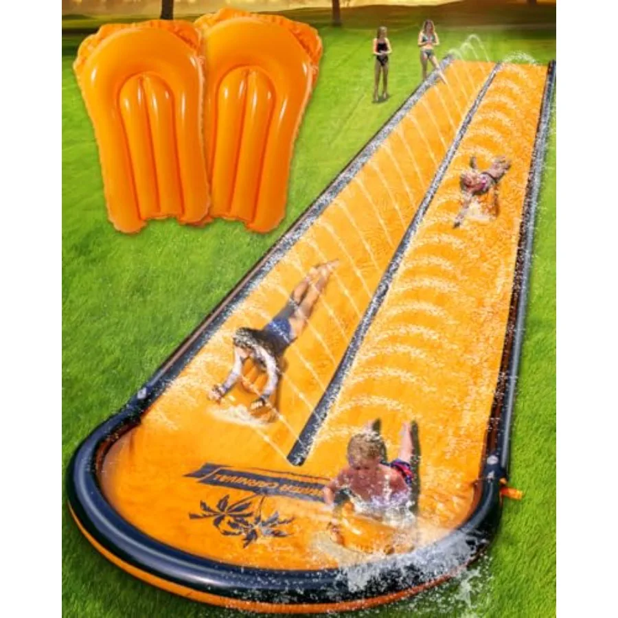 Backyard water slide for kids and adults, PVC material, blue and yellow, extra-long 22ft slip-and-slide with pool and 2 inflata
Backyard water slide for kids and adults, PVC material, blue and yellow, extra-long 22ft slip-and-slide with pool and 2 inflata