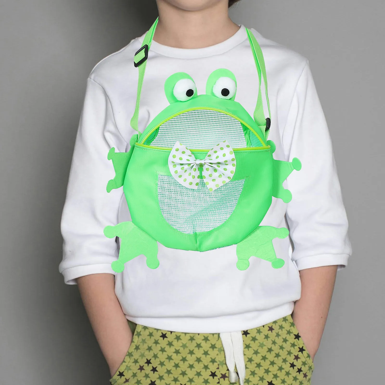 Kids Frog-Themed Beach Mesh Bag Large Capacity Oxford Cloth Sand Shell Storage Bag Adjustable Shoulder Strap for Beach Pool
Kids Frog-Themed Beach Mesh Bag Large Capacity Oxford Cloth Sand Shell Storage Bag Adjustable Shoulder Strap for Beach Pool