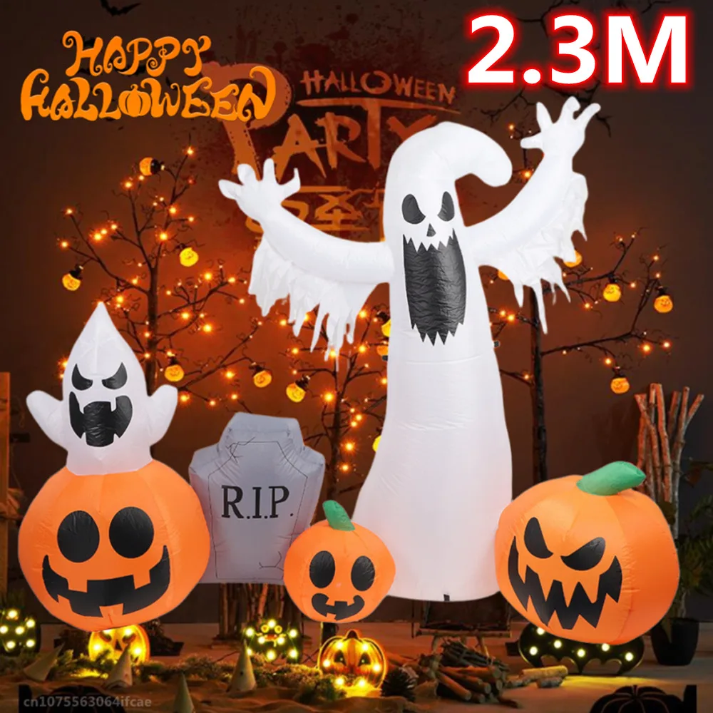 2.3M Halloween Pumpkin White Ghost Tombstone combination Built-in LED Lights Halloween Party Indoor Outdoor Inflatable Ornament
2.3M Halloween Pumpkin White Ghost Tombstone combination Built-in LED Lights Halloween Party Indoor Outdoor Inflatable Ornament
