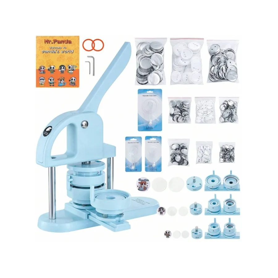 3-IN-1 Button Maker 1/1.25/2.28 Inch 25/32/58mm Pin Maker Badge Punch Press Kit Button Making Supplies 300/500pcs Button Parts
3-IN-1 Button Maker 1/1.25/2.28 Inch 25/32/58mm Pin Maker Badge Punch Press Kit Button Making Supplies 300/500pcs Button Parts