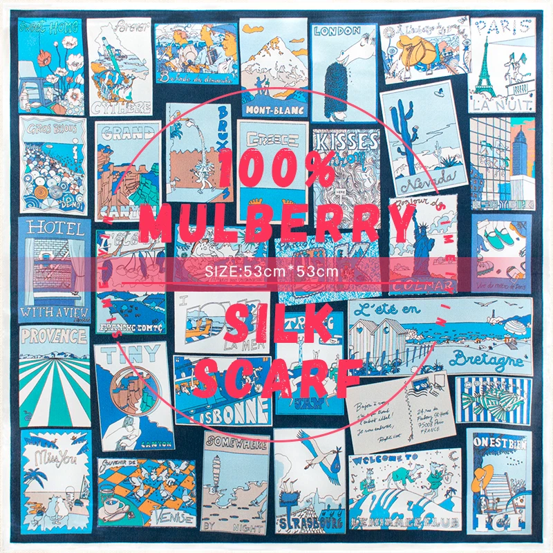 Skin-friendly Pure Mulberry Silk Neck Bandana Blue World City Postcard Print for Office Lady Business & Casual Daily Look
Skin-friendly Pure Mulberry Silk Neck Bandana Blue World City Postcard Print for Office Lady Business & Casual Daily Look