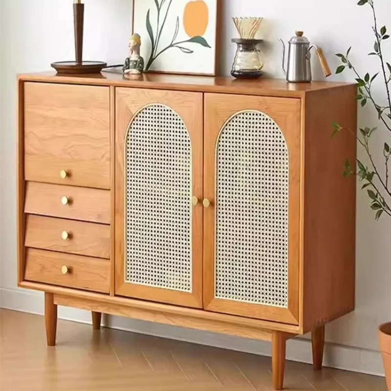Solid wood integrated wall rattan storage cherry wood locker
Solid wood integrated wall rattan storage cherry wood locker