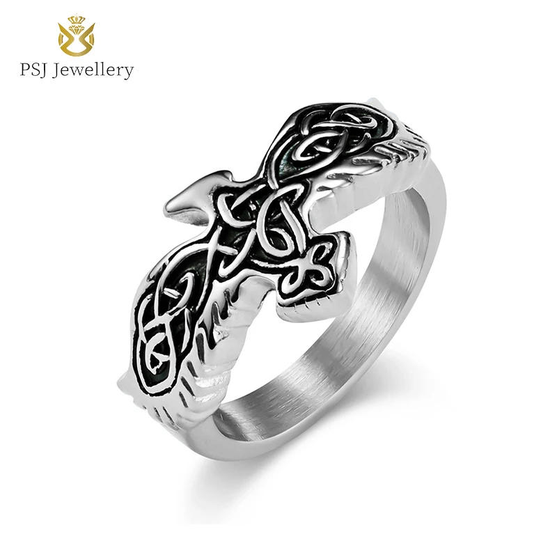 PSJ Wholesale Vintage Jewelry 13mm Celtic Eternal Knot Engraved Eagle Shaped Titanium Stainless Steel Rings for Men
PSJ Wholesale Vintage Jewelry 13mm Celtic Eternal Knot Engraved Eagle Shaped Titanium Stainless Steel Rings for Men