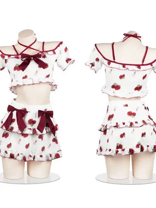 Korean Style New Sexy Uniform Student Strawberry Printing Short Sleeve Top Bow Short Skirt Set Campus Students JK Uniform F4TC
Korean Style New Sexy Uniform Student Strawberry Printing Short Sleeve Top Bow Short Skirt Set Campus Students JK Uniform F4TC