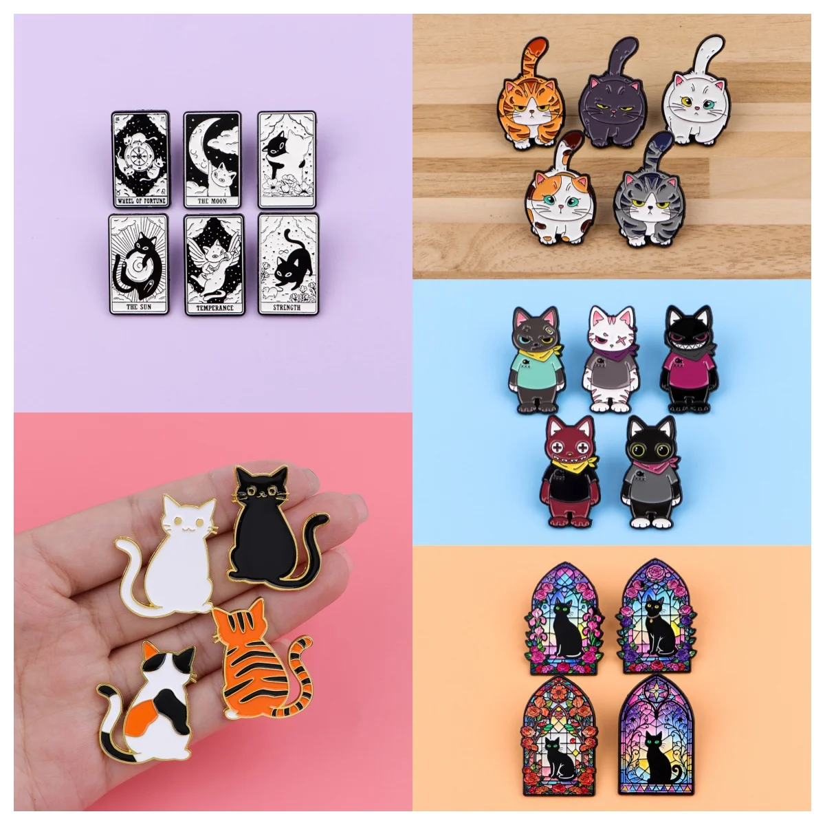 Tarot Card Cat Enamel Pins Stained Glass Window Cat Lapel Brooch Badge on Backpack Costume Accessories Fashion Jewelry Gift
Tarot Card Cat Enamel Pins Stained Glass Window Cat Lapel Brooch Badge on Backpack Costume Accessories Fashion Jewelry Gift