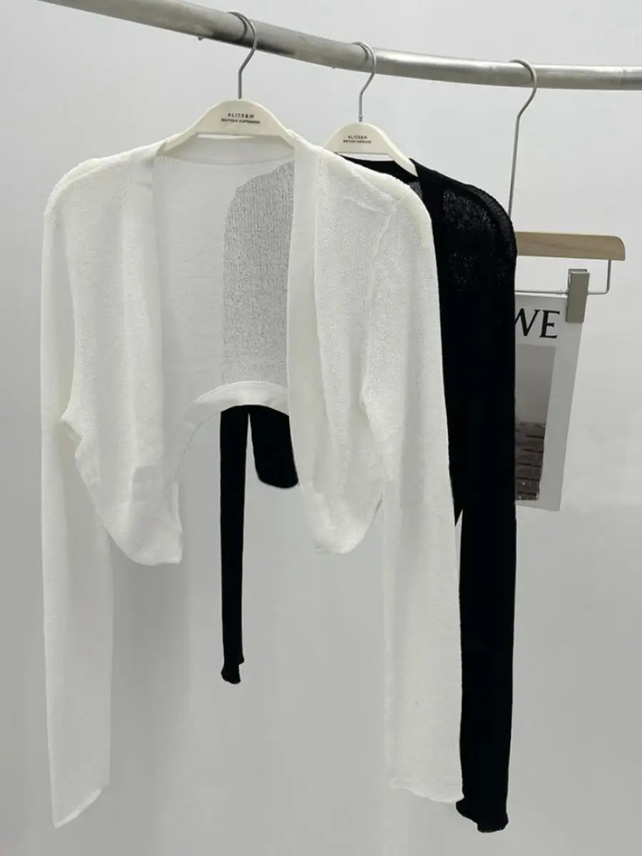 White Ice Silk Open Cardigan Knitted Outerwear Thin Women's Shawl Summer New Style Outer Cover Sun Protection Coat
White Ice Silk Open Cardigan Knitted Outerwear Thin Women's Shawl Summer New Style Outer Cover Sun Protection Coat