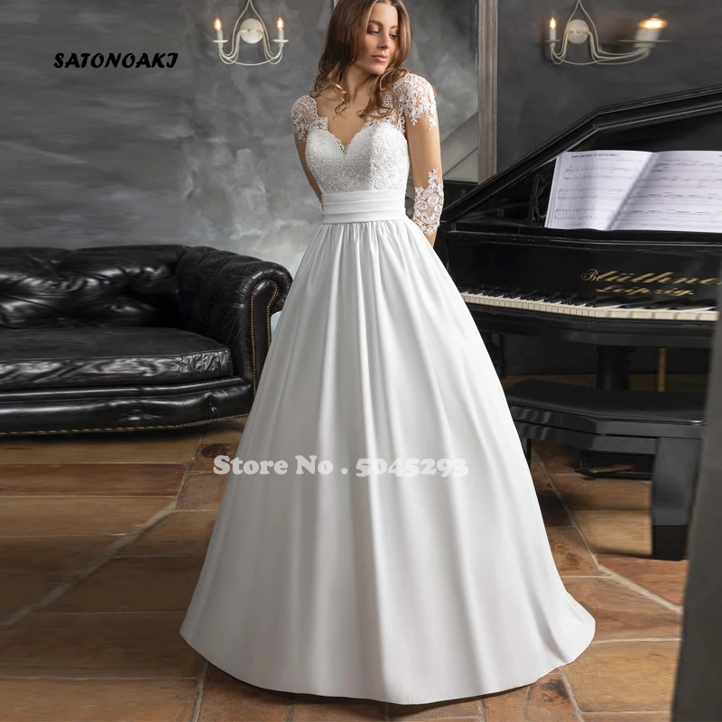 Vestidos De Novia Vintage Wedding Dress O-neck A-Line Lace Appliques Long Sleeve Illusion Back Sweep Train Princesa Bridal Gown
Vestidos De Novia Vintage Wedding Dress O-neck A-Line Lace Appliques Long Sleeve Illusion Back Sweep Train Princesa Bridal Gown