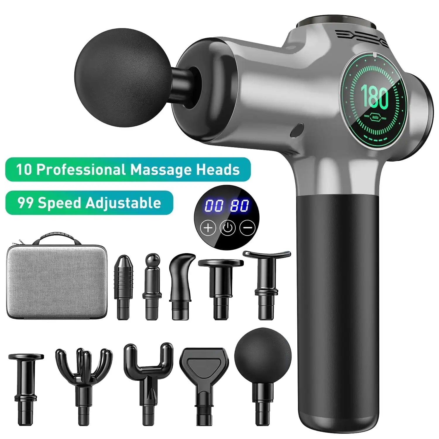 99 Speed Massage Gun, Upgrade Deep Tissue Back Massager with 10 Massages Heads & Silent Brush Motor
99 Speed Massage Gun, Upgrade Deep Tissue Back Massager with 10 Massages Heads & Silent Brush Motor
